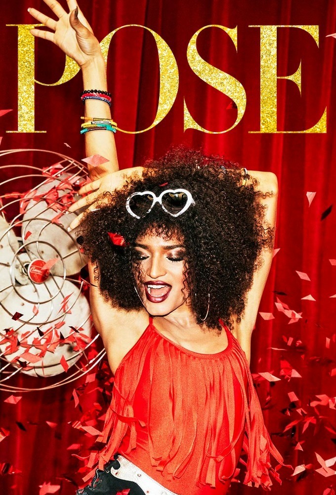 A promotional photo for pose. One of the main character, Angel, is striking a model-ish pose in front of a fan. There's a red curtain in the background, and the fan is blowing rose petals towards her. Is this photo over the top? Yes. Which is why I love it.